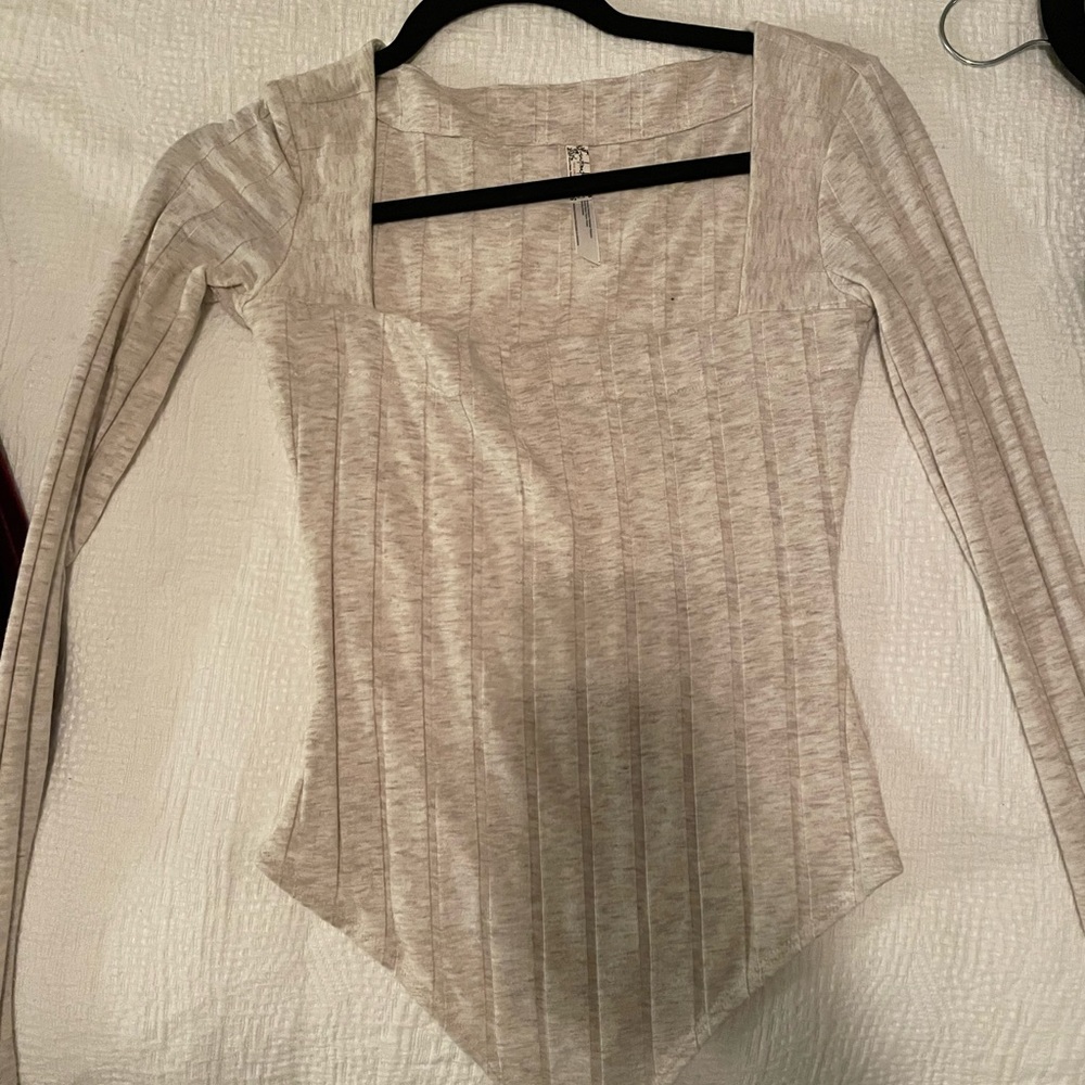 Cream square neck bodysuit